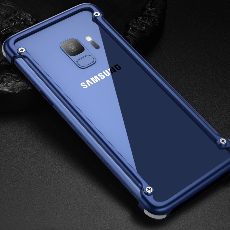 Oatsbasf airbag caso de metal para samsung galaxy s9 personalidade airbag escudo para galaxy s9 plus metal caso capa protetora: for Galaxy S9 / Azul