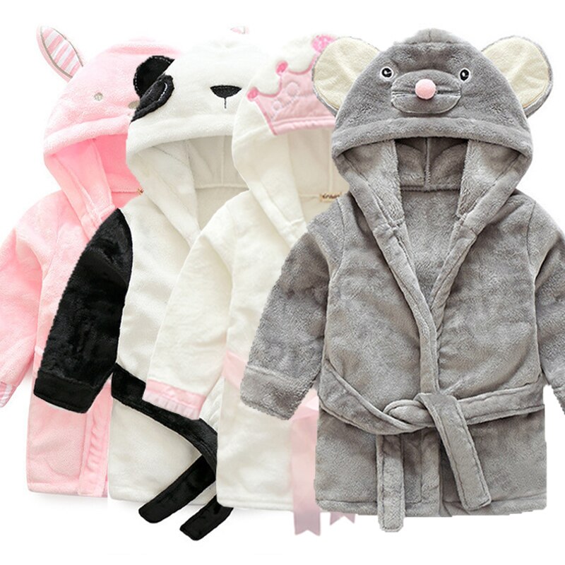 Baby hætte badekåbe sødt animalsk design flannel ultra blødt badehåndklæde til 2-6 år gammelt småbørn børn pyjamas nattøj badevikle