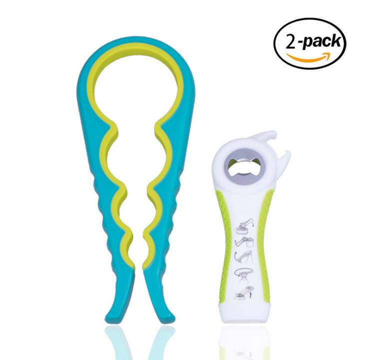 2 stuks/partij blikopener handmatige antislip draaidop flesopener deksel schroefklem flesopener: 1