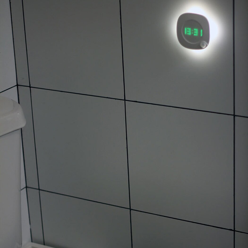 Lamp Night Light Decor LED Digital Time Wall Clock With PIR Motion Sensor