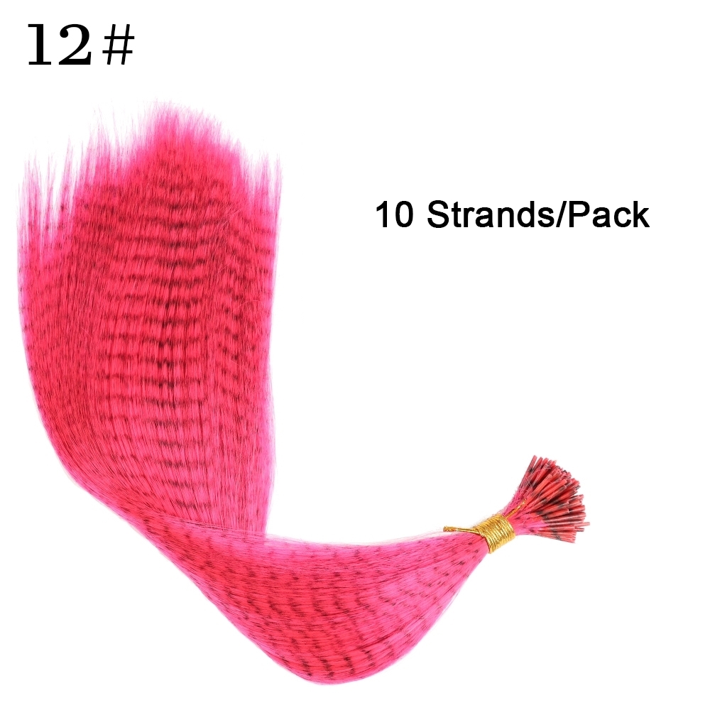 Estensioni dei capelli con piume finte colorate sintetiche I-Consiglio 16 "10 fili/confezione Accessori per parrucche in fibra resistente al calore da donna: #144
