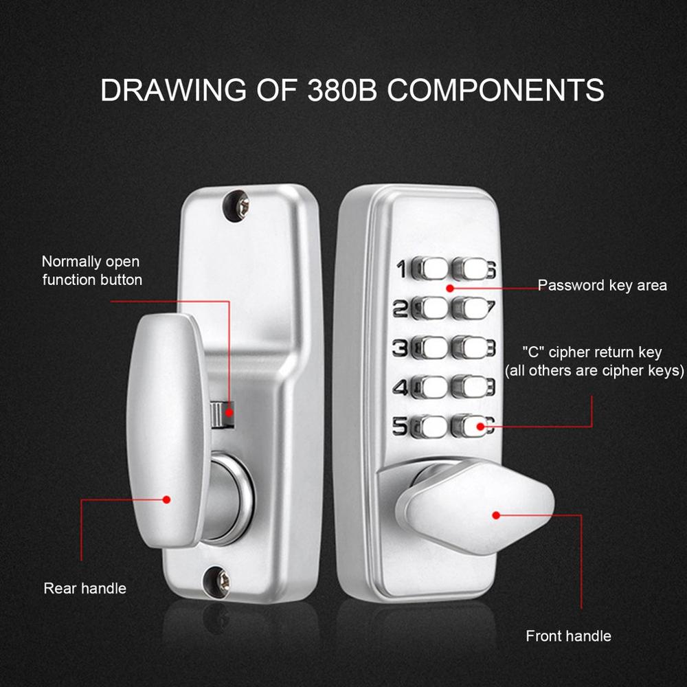 380B Digital Password Door Lock Mechanical Code Keyless Entry Door Lock Waterproof Generation Password Electronic Lock