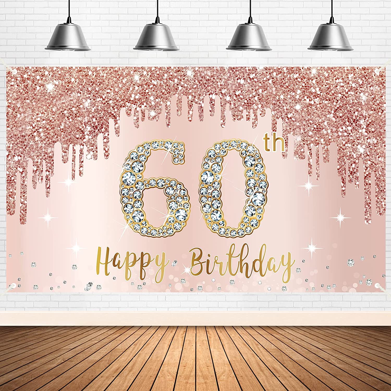 60e verjaardagsdecoratie voor vrouwen roségouden feestbanner Hangende Swirl verjaardagsborden Verjaardagsjerp voor vrouwen: Bordeaux