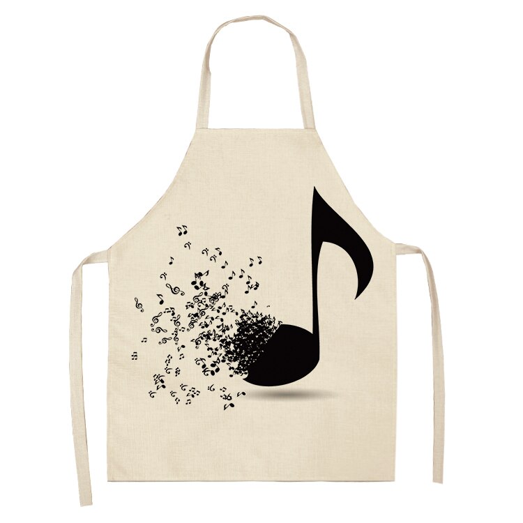 Musical Instrument Kitchen Aprons For Women Cotton Linen Bibs Household Cleaning Pinafore Home Cooking Apron 53*65cm WQL0141: 2WQ-WQL0141-26