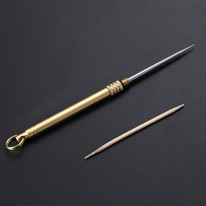 Titanium Alloy Toothpick Brass Combination Integrated Stainless Steel Portable Tooth Picking Artifact