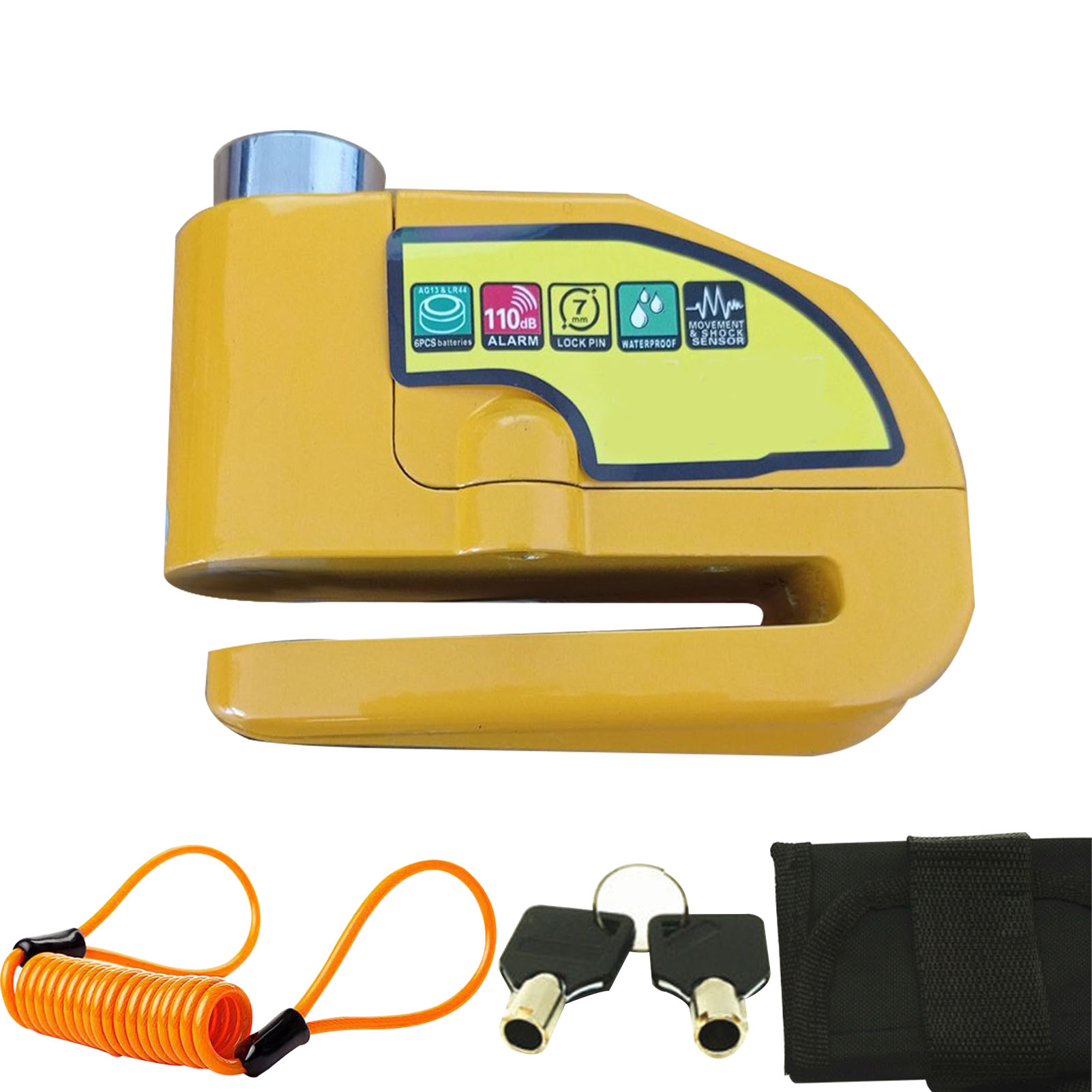 Disc Brake Lock 110db Alarm Scooter Security Portable Outdoor Motorcycle Bike With Reminder Cable Anti Theft Padlock Universal