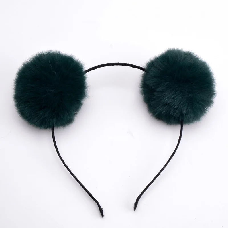 Schattige pomponbal oortjes pluizige balletjes leuke haarband haarband mooie haaraccessoires: Fluorescerend groen