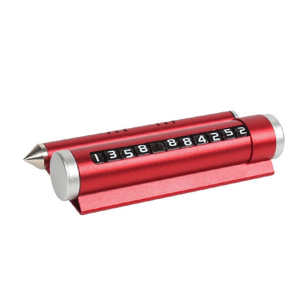 Multifunctional Temporary Mobile Parking Phone Number Plate Escape Hammer: Red