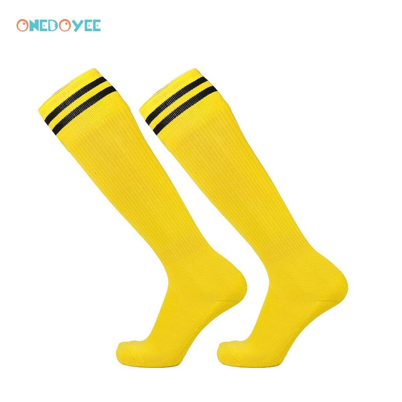 Onedoyee Sports Men Women Kids Football Socks Outdoor Running Soccer Socks Breathable Children Boys Stockings Socks Knee High: Gold / Kids  Size