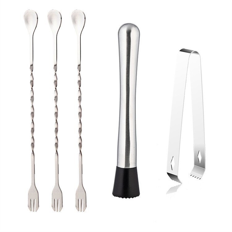 Glass Cocktail Shaker Set Mixer Wine Martini Boston Shaker for Bartender Drink Party Bar Accessories Home Bars Spoon Tools Kit: 5pcs