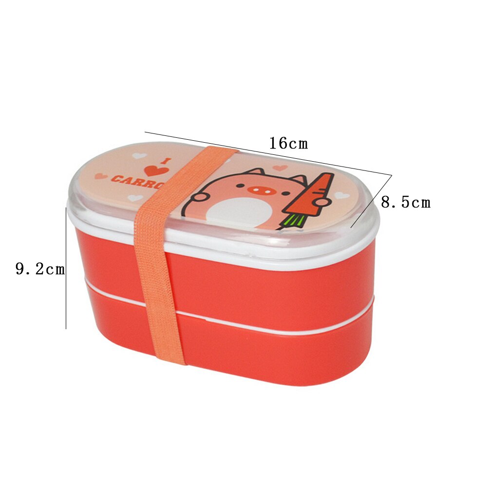 Student Sealed Lunch Box Food Storage Containers Cute Double Layer Bento Box Dinnerware Plastic Cartoon Food Container#1