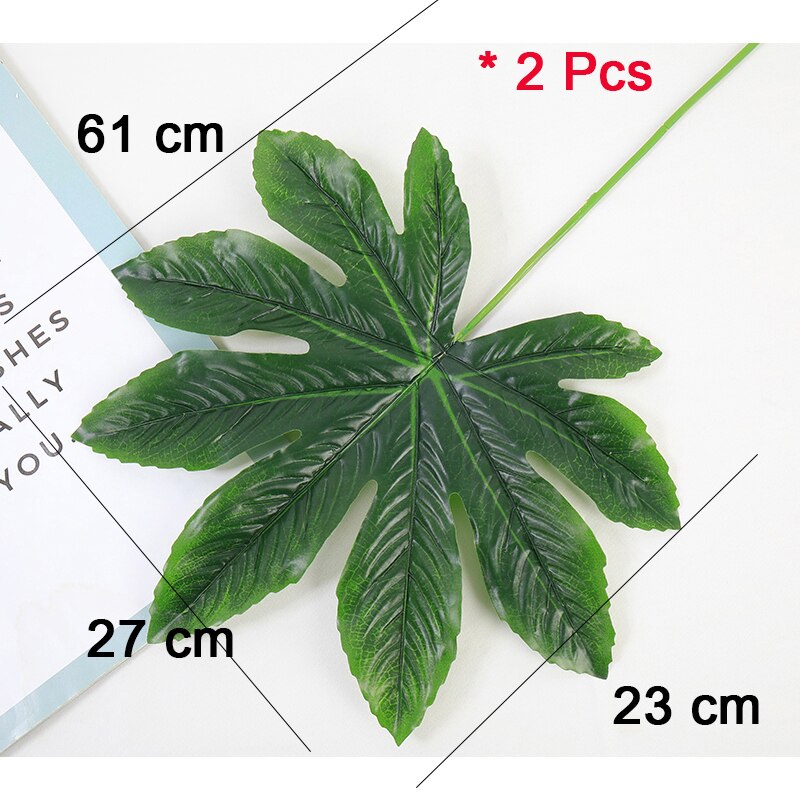 Artificial Monstera Plants 2Pcs Plastic Palm Tree Leaves Home Garden Decoration Accessories Photography Decorative Pot Leaf: Alangium leaf
