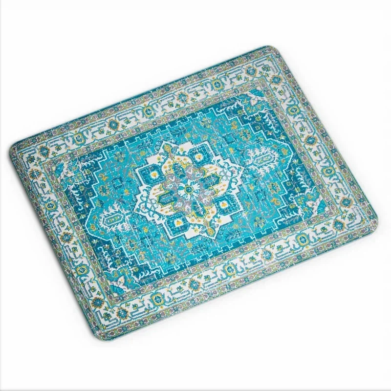 Persian Carpet Computer Laptop Mouse Pads Mysterious Decorative Desk Mats Washable Non-Slip Rubber Base with Precision Lock Edge: XXS / dark green