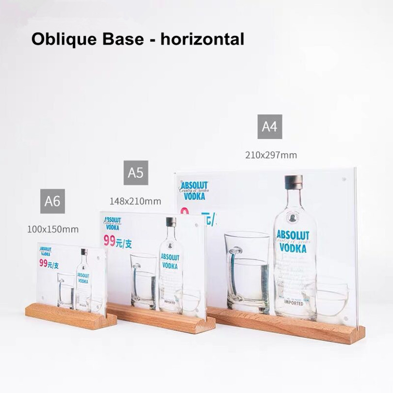 A5 – carte de tente de Table verticale transparente, pour Restaurant en bois, en plastique, en acrylique, porte-Menu Vertical, porte-signe en papier, présentoir: 4