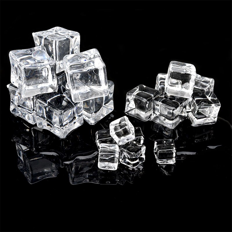 Cubos de hielo artificiales de acrílico, accesorios de fotografía, forma cuadrada, 3cm/2,5 cm/2cm/1,5 cm, 10 Uds.