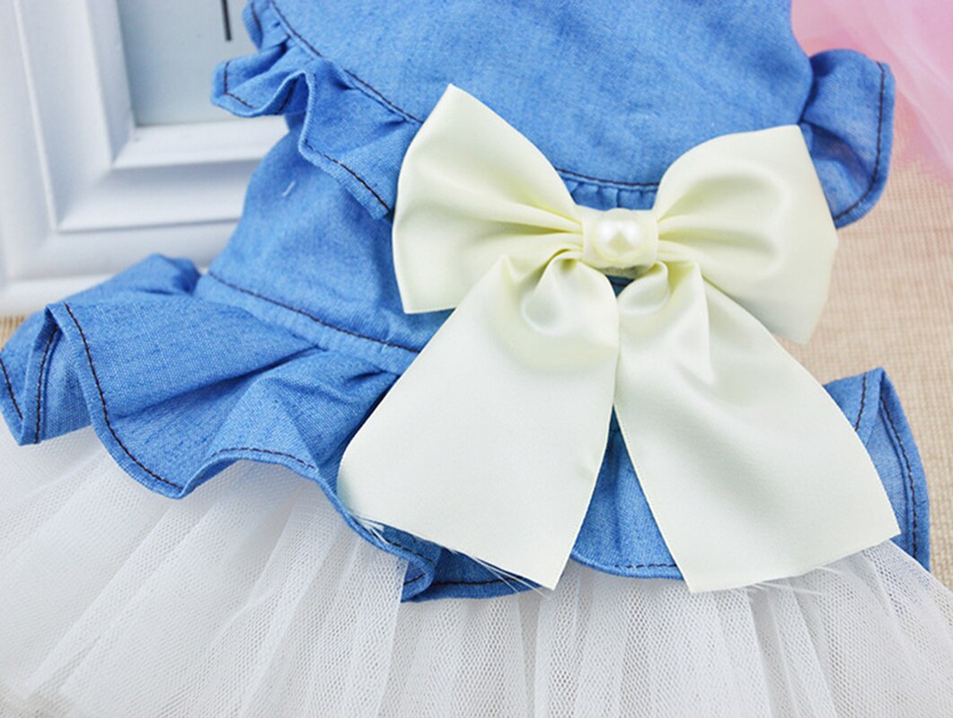 Vestido de tela vaquera para perros, ropa de verano para mascotas, Falda vaquera coreana para ropa de perro gato