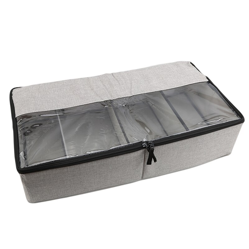 Opvouwbare Raster Schoenendoos Dikke Stof Transparante Schoenendoos Stofdicht Schoen Kast Garderobe Kast Opslag Tool: light grey
