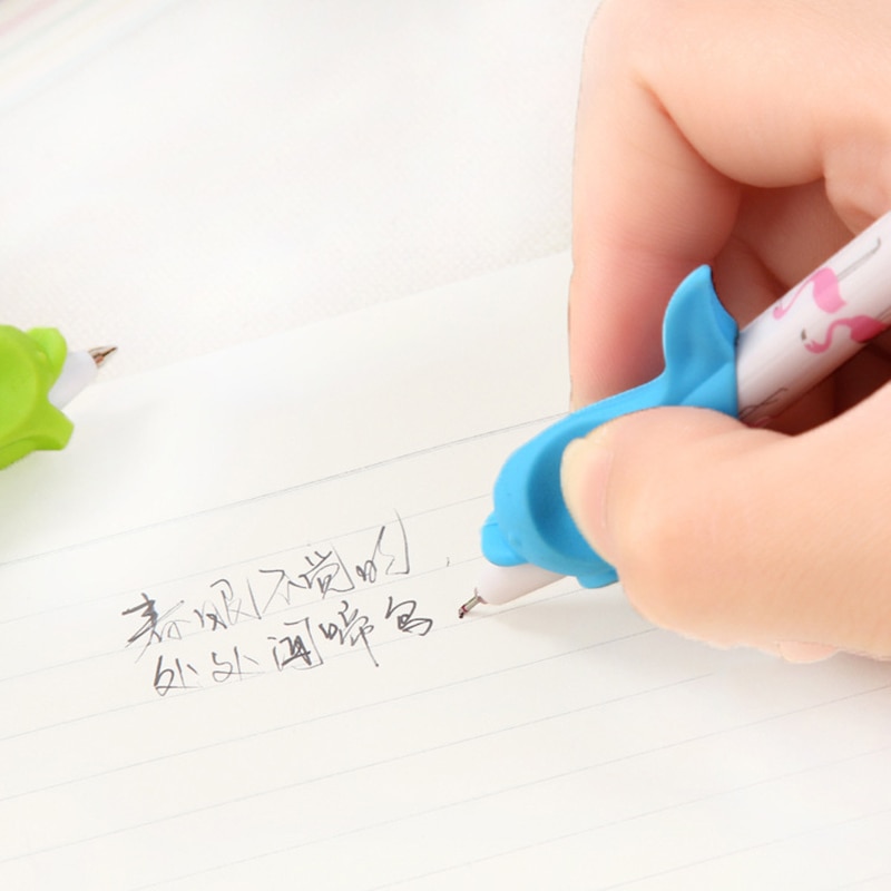 Lápiz de dibujo de pez delfín de silicona para niños, 5 uds., creatividad para niños, estudiantes, lápiz de escritura, protección, juguetes para dedos