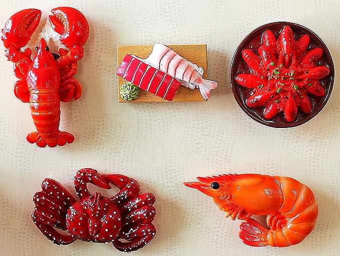 Creatie-nevera magnética para camarones, imán de simulación de comida de mar, langosta, cangrejo, imanes de nevera de poliresina, de recuerdo