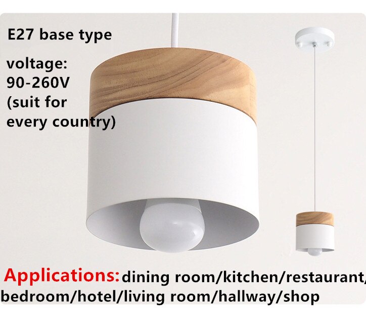 Moderne led pendelarmatur med træjern spisestue cafe restaurant nordisk indendørs træcylinder hængende lampe homedeco