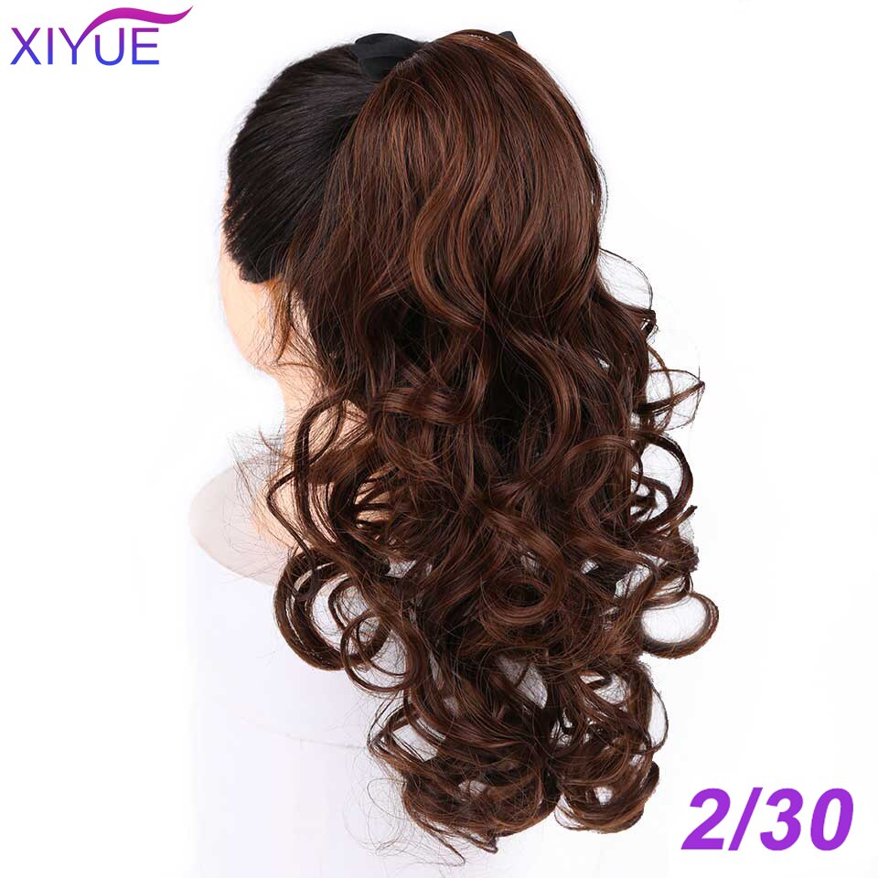 Xiyue Lange Krullend Clip In Haar Staart Valse Haar Paardenstaart Haarstukje Met Haarspelden Synthetisch Haar Pony Tail Hair Extension Voor vrouwen: PT110-2-30
