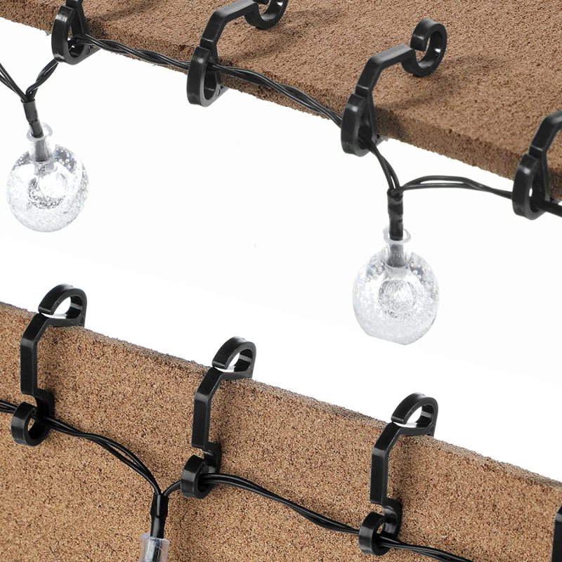 100PCS Black Plastic Hook Gutter Heavy Duty Clips Hooks Light Wire Clamp Christmas Outdoor Securing Lights String Light Hook