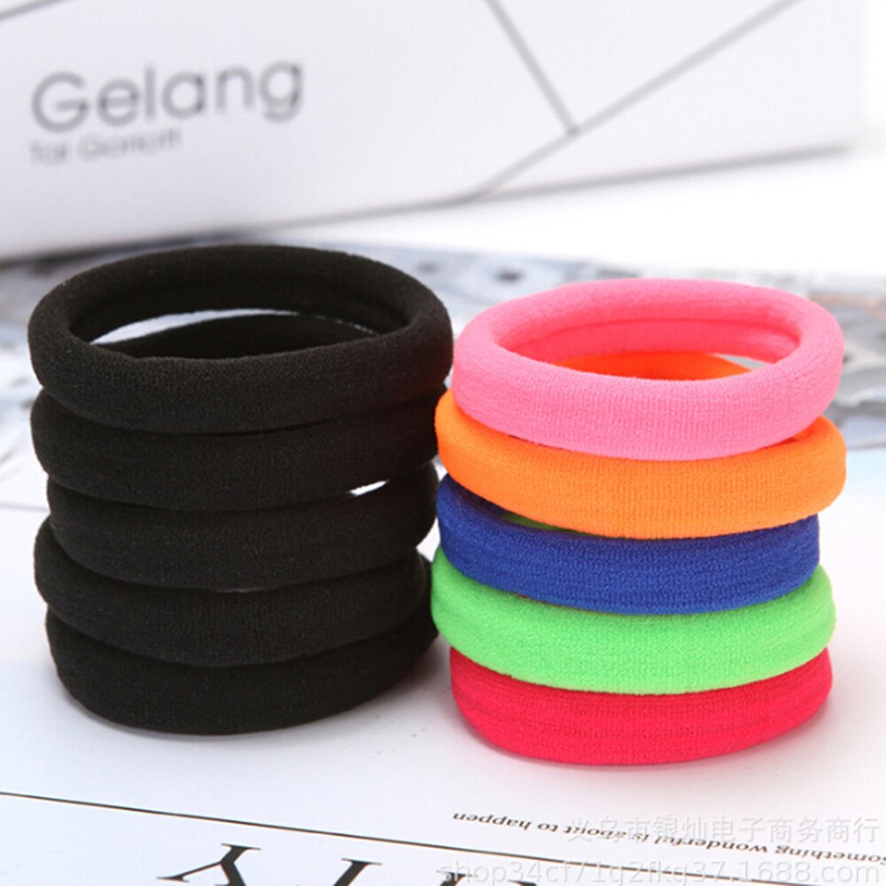 Gomas elásticas para el pelo para niña, accesorios coloridos fluorescentes negros para el cabello, coleteros de goma, soporte, 50 Uds.