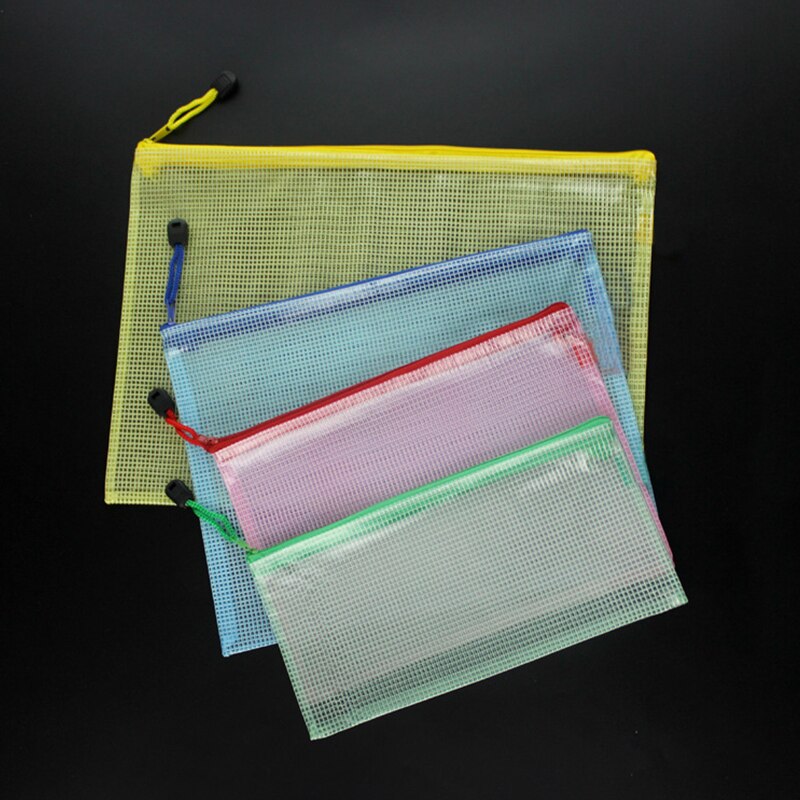 A3/A4/A5/A6 Gridding Waterproof Zip Document Bag High Capacity Transparent Zipper Pencil Case Stationery School Office Supplies