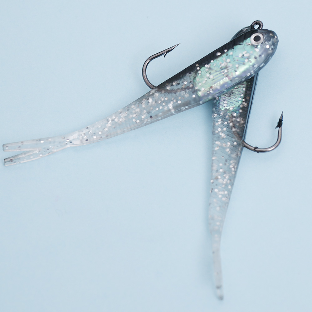 2 uds 70mm suave de silicona de pesca Señuelos de Pesca cebos Minnow señuelos aparejo con cebo con cigüeñal