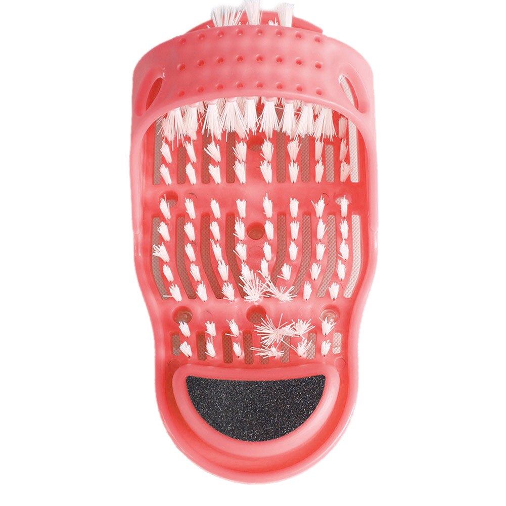 Bathroom Heel Care Exfoliating Shoes Foot Scrubber Brush Massage Slippers Bath Shower Foot Scrubber Brush Shower Bathroom Tools: Pink	