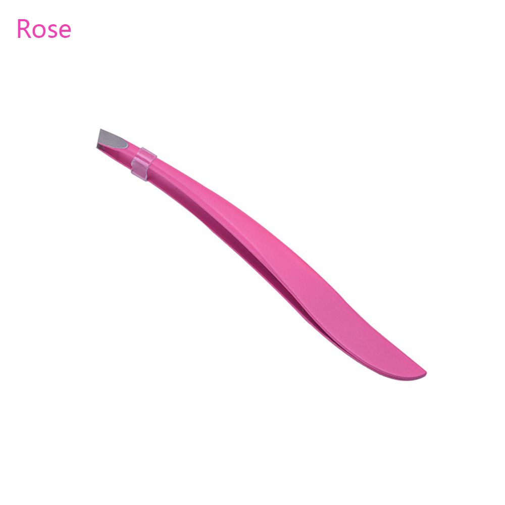 Herramienta de maquillaje de belleza de acero inoxidable, extractor de pelo inclinado, pinzas para pestañas cejas, novedad: rose
