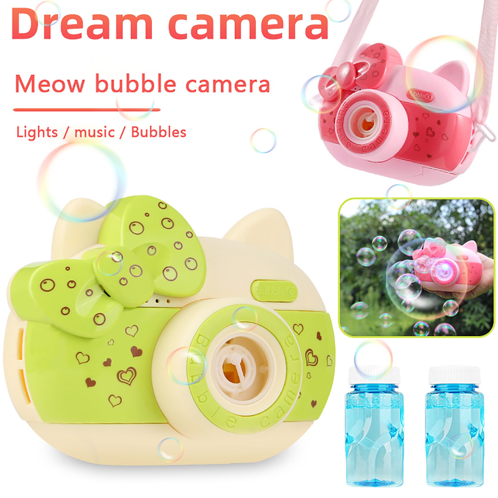 100Ml Kinderen Elektrische Bubble Machine, licht En Muziek Automatische Camera Zeep Bubbels Kids Speelgoed Voor Kinderen Мыльные Пузыри