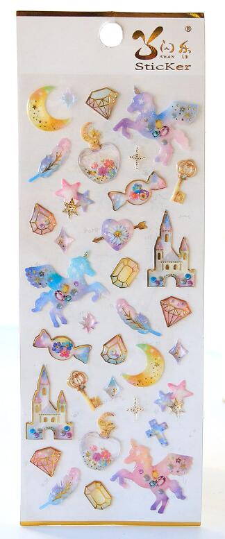 Pegasus Unicorn Castle Label Stickers Set Decorative Stationery Craft Stickers Scrapbooking DIY Diary Album Stick Label: 04