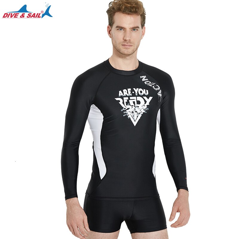 Gli uomini di Alta elasticità Costumi Da Bagno Da Surf Protezioni T CAMICIA Calzamaglie Pelli di Immersione Muta Rashguards UV Asciugatura RAPIDA degli uomini molli del Costume Da Bagno