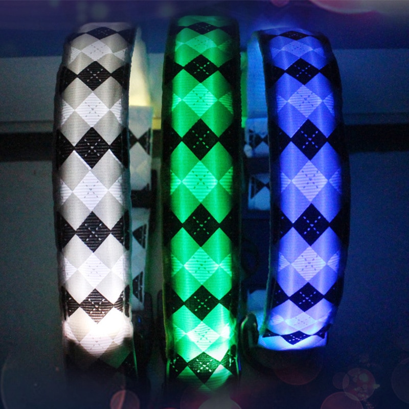 Warning Light Shine Dog collar Nylon LED Colorful Flash Bright for Small medium Dogs Dog Harness Pet Supplies Dog Accessories