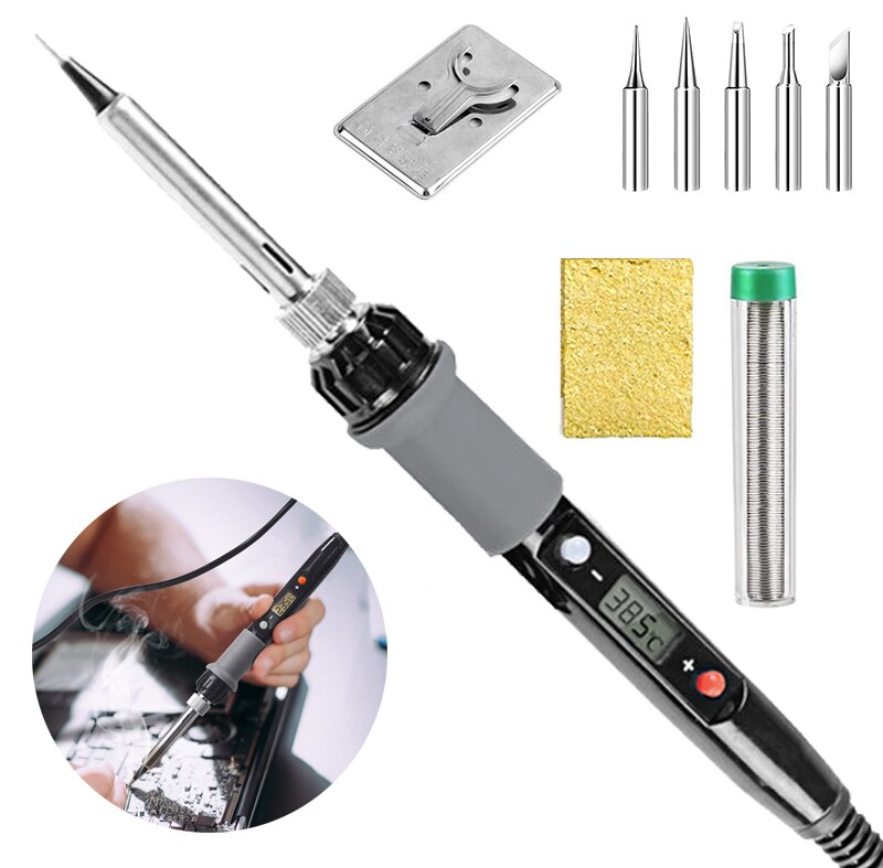 80W Digitale Elektrische Soldeerbout Kit Set Elektrische Lasapparaat Temperatuur Verstelbare Keramische Heater Solderen Tip Rework