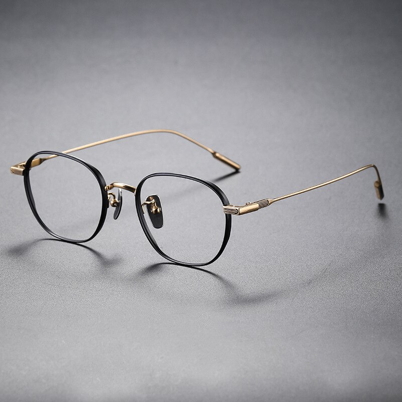 John Lennon-gafas cuadradas hechas a mano para hombre y mujer, marco de titanio puro, graduadas, Vintage, para miopía óptica, nuevas: Black Gold