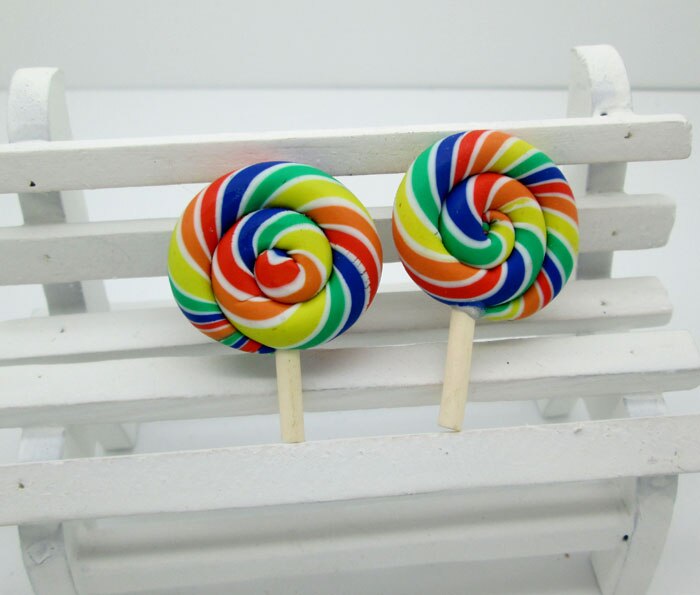 10 Stks Kleurrijke Lollipop Klei Decoratie Ambachten Kawaii Bead Flatback Cabochon Koelkastmagneet Plakboek DIY Accessoires Knoppen