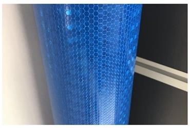Pvc mikroprisme engineering reflekterende belægning selvklæbende vejtrafikskiltmateriale: Blå 60cm bred