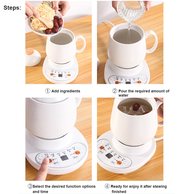 220V Cup Warmer Multi-function Health Pot Timing Ceramic Electric Cup Heater Mug Warmer Tea Cup With Plate
