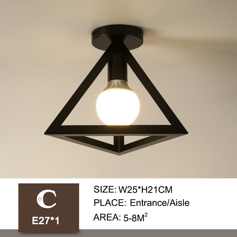 Jerngang loftslamper minimalistisk nordisk vintage balkon,køkken loftlampe foyer jern indgang små loftslamper: C