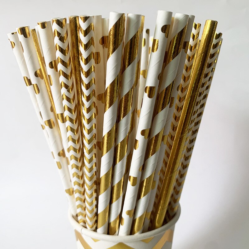 25 Stuks Stro Drinken Papier Rietjes Gunst Voor Bruiloft Decoratie Anniversary Dag Baby Shower Party Verjaardagslevering: 4