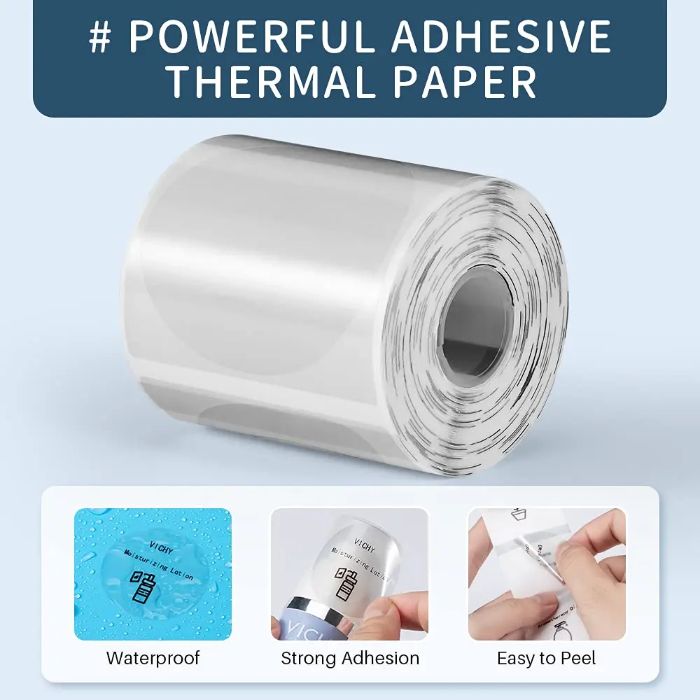 Phomemo Clear Transparent Square Round Labels Paper for Phomemo M110 M220 M221 Printer Thermal Sticker Printable Paper 40x30mm