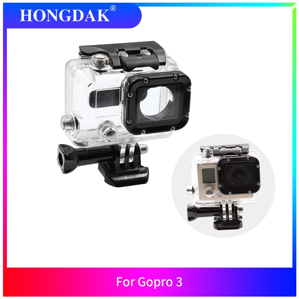 HONGDAK – coque étanche 45M pour GoPro Hero 3, noir et argent, avec support, boîtier de protection, accessoires pour caméra d&#39;action