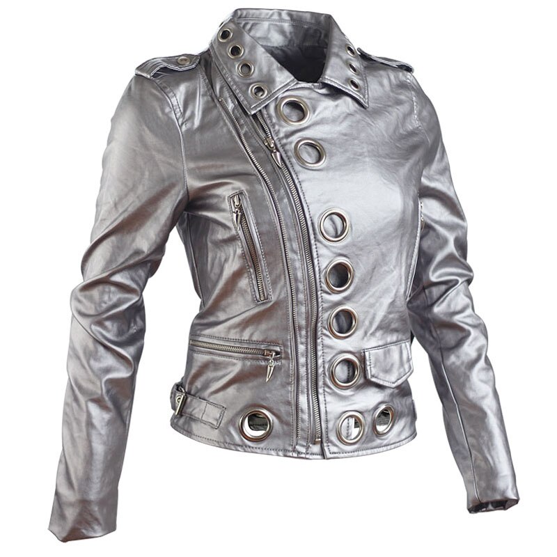Faux Leather Jacket Bomber Coats Lady Black Punk Rock Leather Jacket Outerwear Women Pu Motorcycle Soft Pink