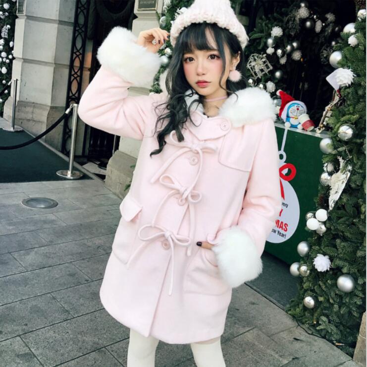 Cape Manteau Japonais Lolita Pour Fille - Rose Foncé à Capuche ébouriffé, Neuf Avec étiquettes
