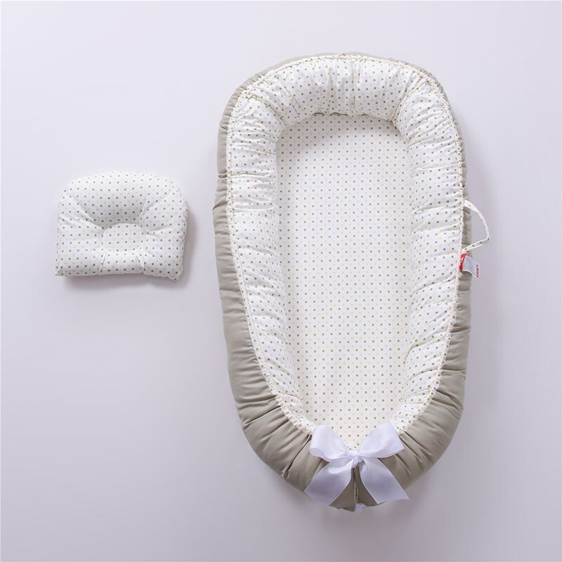Babynest bærbar babynest seng med pudepude nyfødt rejseseng til udendørs seng spædbarns vugge reden sengetøj: A11