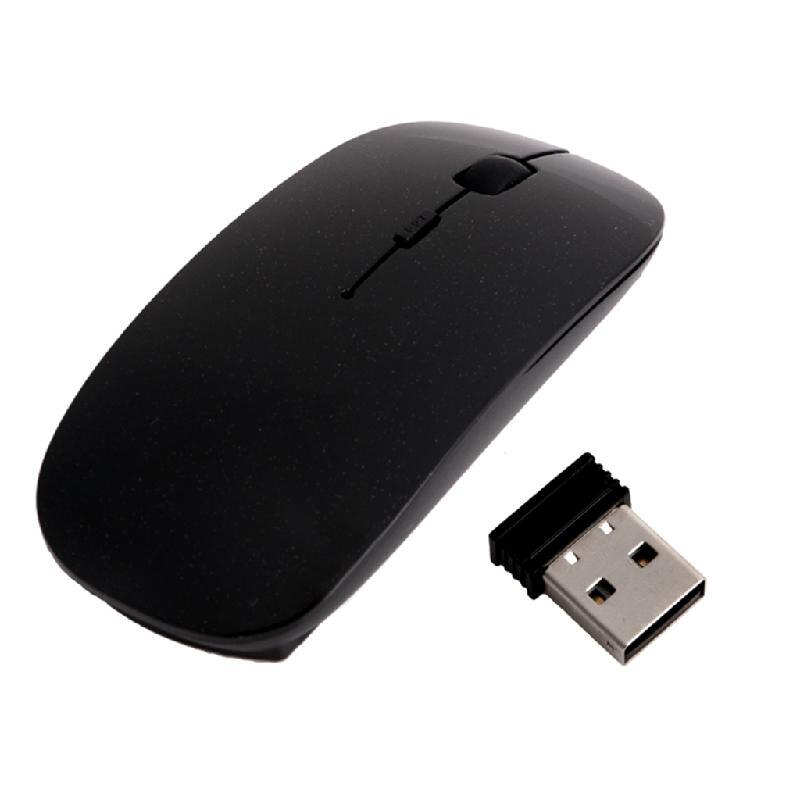 Jolie souris optique sans fil, 2.4GHz, Ultra fine, avec récepteur USB, pour ordinateur portable: Black