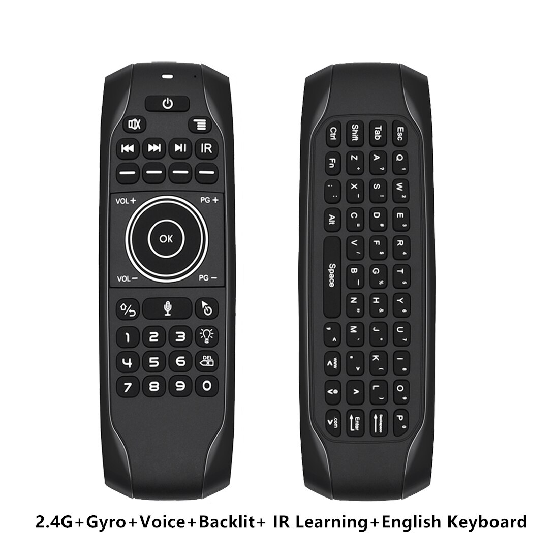 Bluetooth 5,0 Mini Tastatur G7BTS Gyroskop hinterleuchtet IR Lernen Luft Maus Drahtlose Fernbedienung Für Clever TV Kasten Laptop Tablette: Stimme Englisch