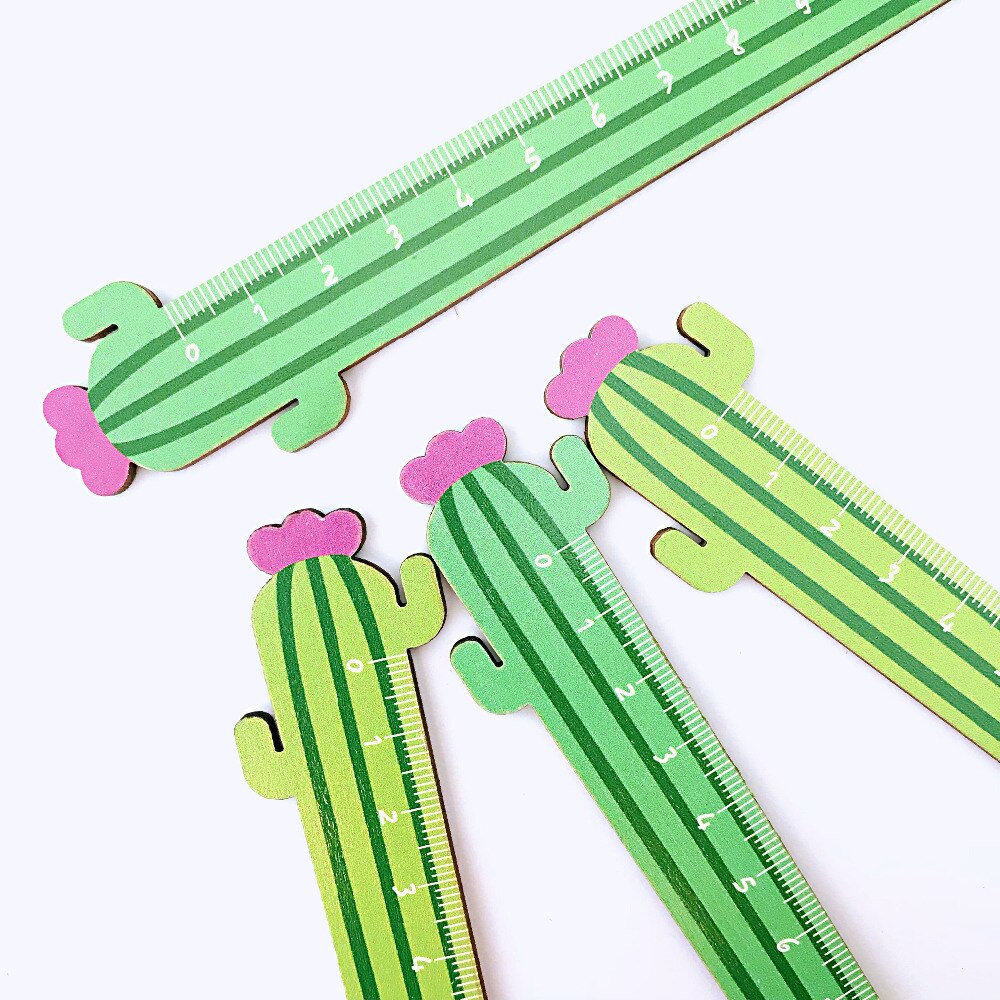 Fresh Cactus Love Student Stationery Wooden Measure Ruler Kids Metric Tool Rewarding